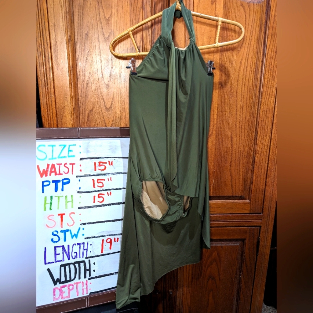 Artistic Dance Designs LA‎ dark olive dance/swim suit draping detail